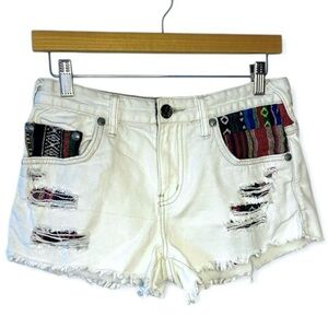 FREE‎ PEOPLE WHITE DENIM RUGGED BAJA SHORTS WOMENS SIZE 27
